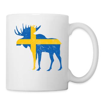 Schweden Elch mit Flagge - Tasse - Weiß - Rechts