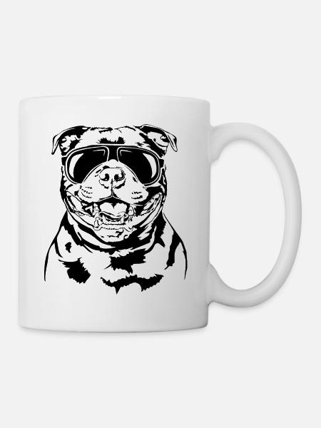 STAFFORDSHIRE BULL TERRIER cool Brille Wilsigns - Tasse - Weiß