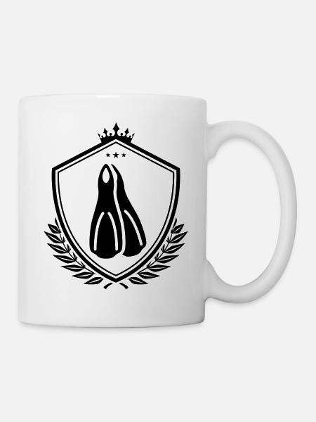Taucherflossen Schild - Tasse - Weiß