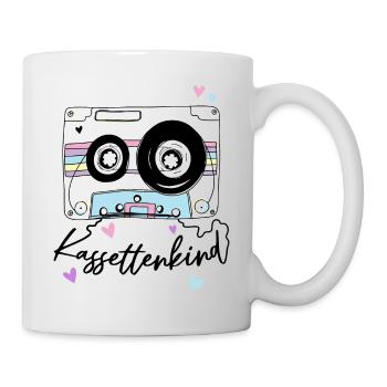 Kassettenkind 90er 80er Jahre Mottoparty Kassette - Tasse - Weiß - Rechts