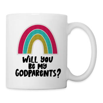Est-ce que mes parrains et marraines veulent être les parrains d’elle - Mug blanc - blanc - Droite