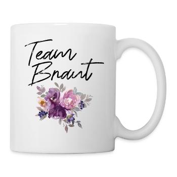 Team Braut - Junggesellinnenabschied lila Blumen - Tasse - Weiß - Rechts