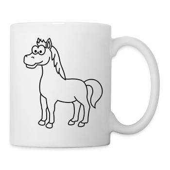 Pferd Comic Tier - Tasse - Weiß - Rechts