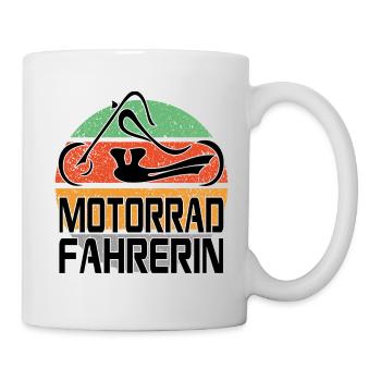 Motorradfahrerin Bikerin Motorrad fahren - Tasse - Weiß - Rechts