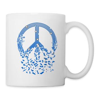 Blue Peace Sign Bullet Holes Disintegrates - Mug - white - Right