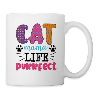 Katzen Mutter Miau Lustig Katzendame T-Shirt - Tasse - Weiß - Rechts