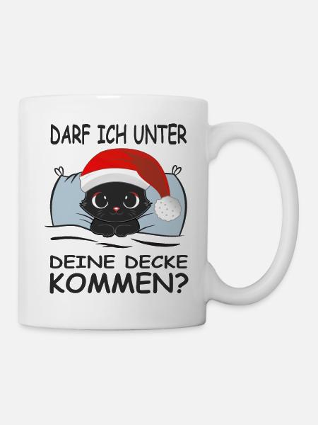 Süße Katze im Bett mit lustigen Spruch - Tasse - Weiß