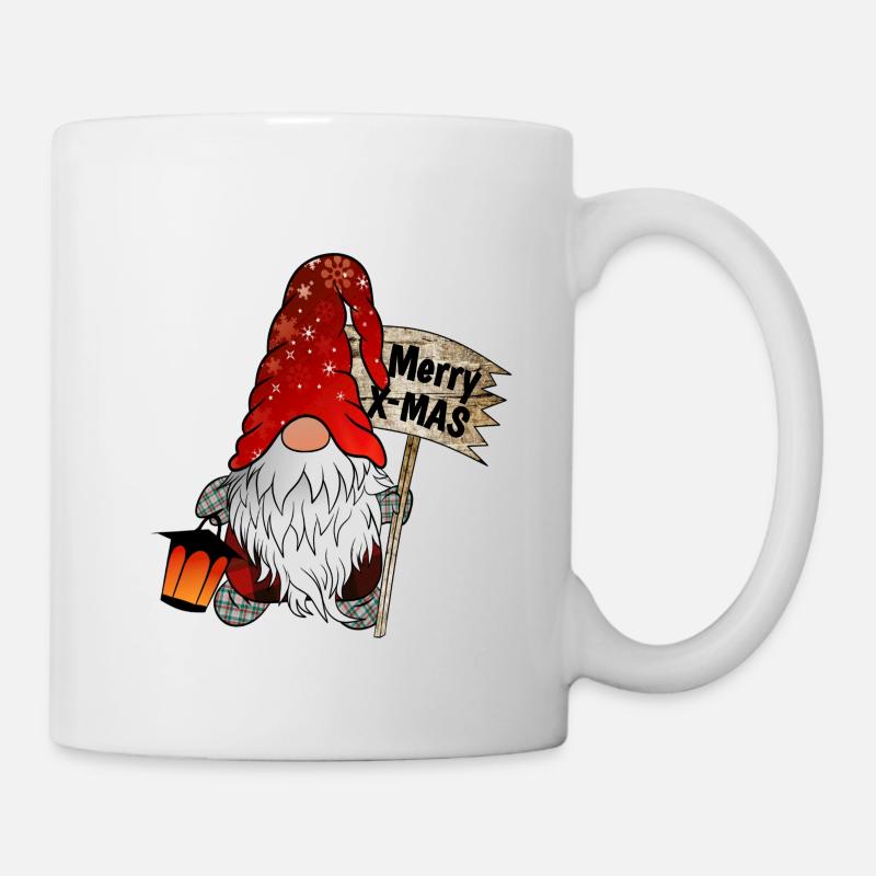 Christmas Gnome mit Schneeflocken X Mas Wichtel - Tasse - Weiß