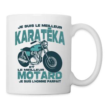 Le meilleur motard et le meilleur karatéka - Mug blanc - blanc - Droite