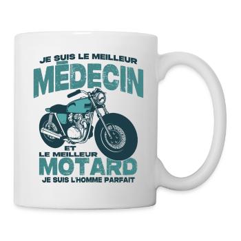 Le meilleur motard et le meilleur médecin - Mug blanc - blanc - Droite