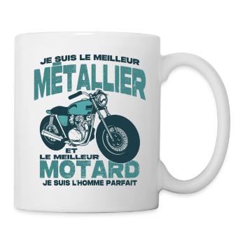 Le meilleur motard et le meilleur métallier - Mug blanc - blanc - Droite
