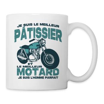 Le meilleur motard et le meilleur pâtissier - Mug blanc - blanc - Droite
