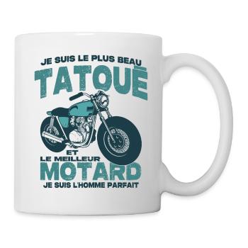 Le meilleur motard et le le plus beau tatoué - Mug blanc - blanc - Droite