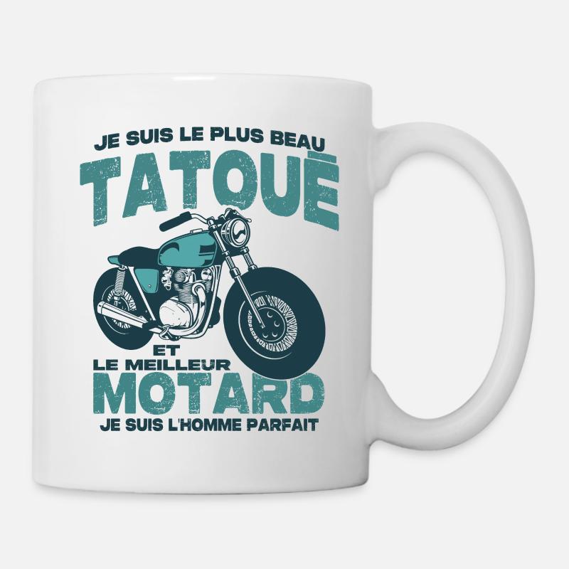 Le meilleur motard et le le plus beau tatoué - Mug blanc - blanc