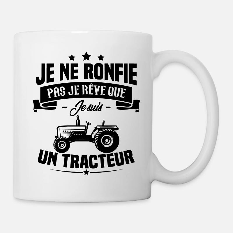 Je ne ronfle pas je rêve que je suis un tracteur - Mug blanc - blanc