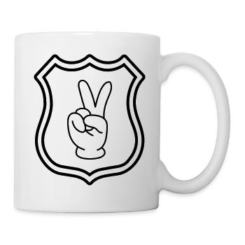 Peace Hand Comic Wappen - Tasse - Weiß - Rechts