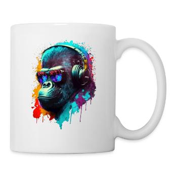 Gorilla Affe DJ Kopfhörer Sonnenbrille Club Musik - Tasse - Weiß - Rechts