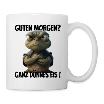 Guten Morgen? Ganz dünnes Eis! Lustige Schildkröte - Tasse - Weiß - Rechts