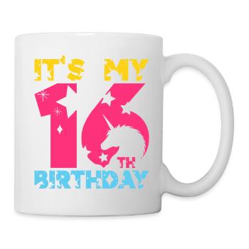 C’EST MON 16E ANNIVERSAIRE LICORNE 16E ANNIVERSAIRE - Mug blanc - blanc - Droite