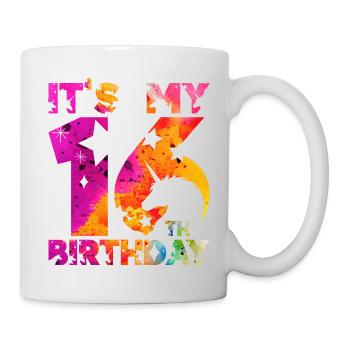 16E ANNIVERSAIRE LICORNE C’EST MON 16E ANNIVERSAIRE - Mug blanc - blanc - Droite