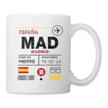 Etikett des Flughafens Madrid - Tasse - Weiß - Rechts