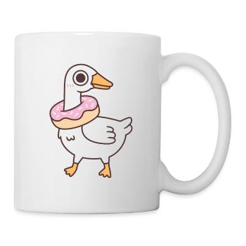 Oie mignonne et idiote avec un beignet autour du cou - Mug blanc - blanc - Droite