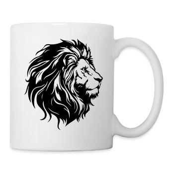 Löwenkopf Löwe Silhouette - Tasse - Weiß - Rechts