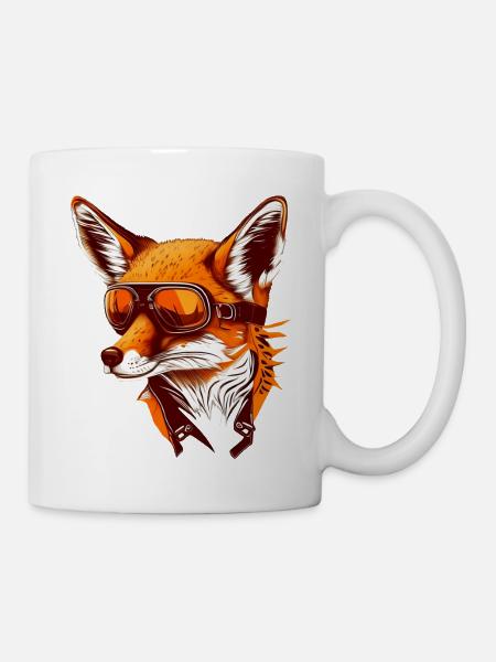 Renard avec lunettes d’aviateur - Mug blanc - blanc