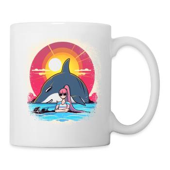 boats marine life jokes dolphin - Tasse - Weiß - Rechts