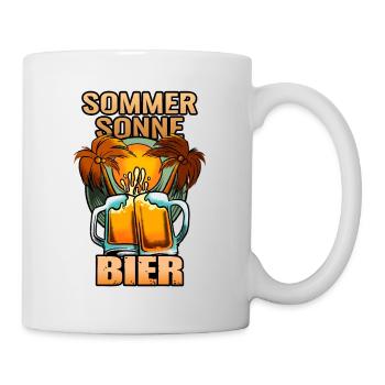 Sommer, Sonne und Bier. Mallorca, Strand und Meer - Tasse - Weiß - Rechts
