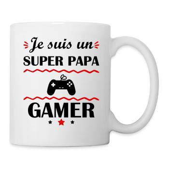 Super papa gamer, cadeau fête des pères - Mug blanc - blanc - Droite