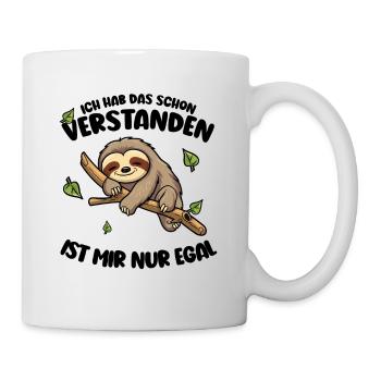 Faultier Lustiger Spruch: ... ist mir nur egal - Tasse - Weiß - Rechts