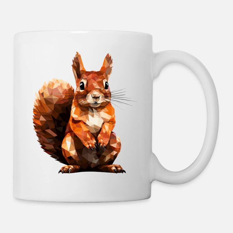 Eichhörnchen im Polygon Stil - Tasse - Weiß