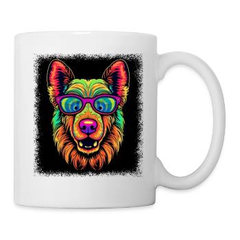 dog paw beagle daddy animal birthday present - Tasse - Weiß - Rechts