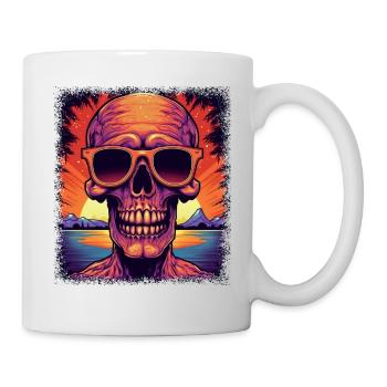 joke skull jokes balloons fuck you present black - Tasse - Weiß - Rechts