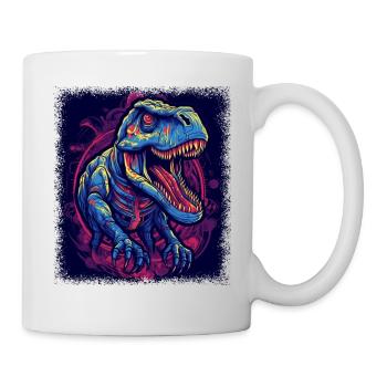 quote fun dino bday prehistoric old chrome dino - Tasse - Weiß - Rechts