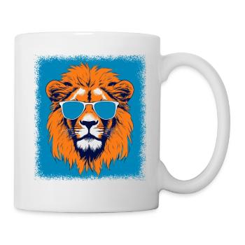 children lion head comic and sarcastic happy big - Tasse - Weiß - Rechts