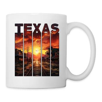 Texas Motif Old Western Town coucher de soleil - Mug blanc - blanc - Droite