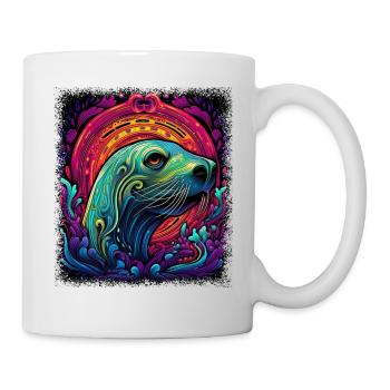 sea animals seal cool happy humor eared seal - Tasse - Weiß - Rechts