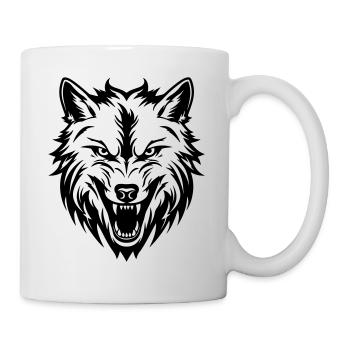 Wolf Kopf - Tasse - Weiß - Rechts