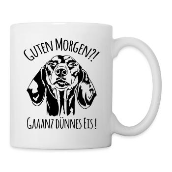 Lustiger Dackel Teckel Ganz dünnes Eis Spruch - Tasse - Weiß - Rechts
