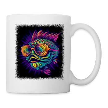 bday cool angler awesome animal fish head - Tasse - Weiß - Rechts