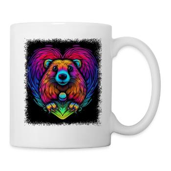 happy beaver shirt funny geek animal shelter - Tasse - Weiß - Rechts
