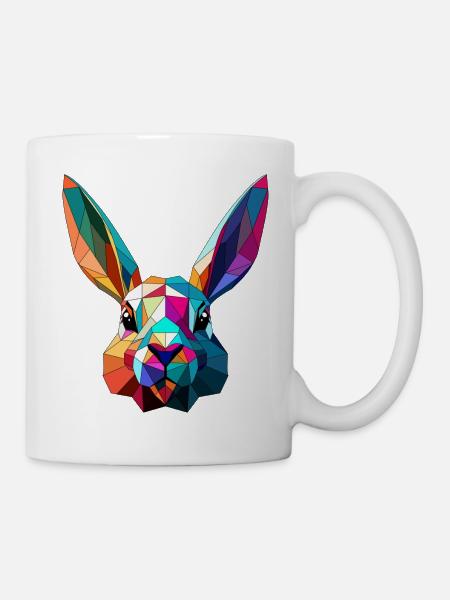 lowpolyhase - Tasse - Weiß
