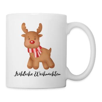 Fröhliche Weihnachten Rentier - Tasse - Weiß - Rechts