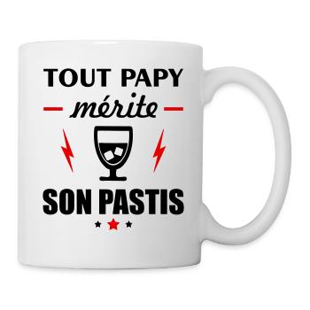 Tout papy mérite son pastis, idée cadeau, humour - Mug blanc - blanc - Droite