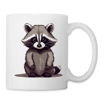 Waschbär sitzend - Tasse - Weiß - Rechts