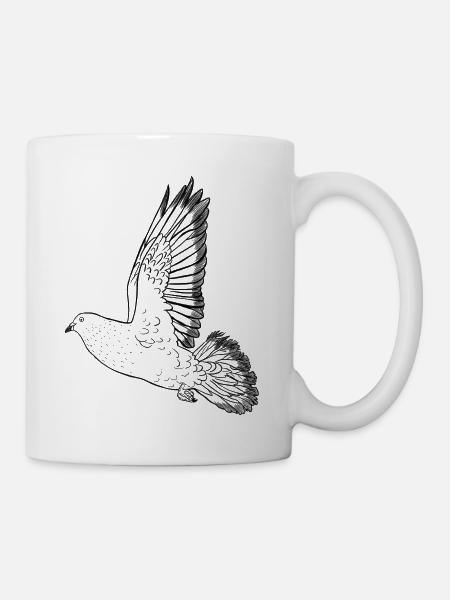 Dove of Peace Drawing Monoline - Mug - white