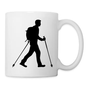 Nordic Walking Man Silhouette - Mug - white - Right