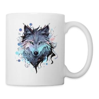 Loup loup tête mystique Nature sauvage sauvage Art - Mug blanc - blanc - Droite